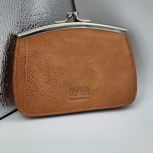 Wilsons leather NWT tan change purse card holder - vintage